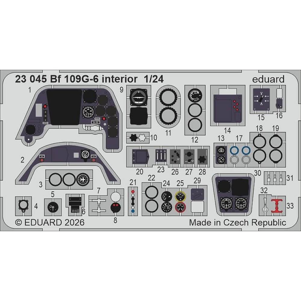 1:24 Messerschmitt Bf-109 G-6 - Interior Set for Airfix 23045 Eduard