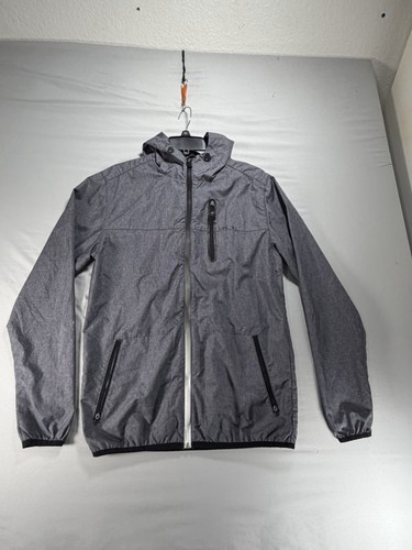 Rip Curl Anti-Series Men Small Gray Full Zip Hooded Windbreaker Jacket Rain Coat