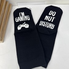 Gamer Socks  Do Not Disturb I'm Gaming  Unisex  Black  1 size  New Novelty