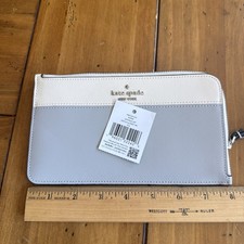 Kate Spade New York Lucy Wristlet Platinum Grey New With Tags Medium M-zip