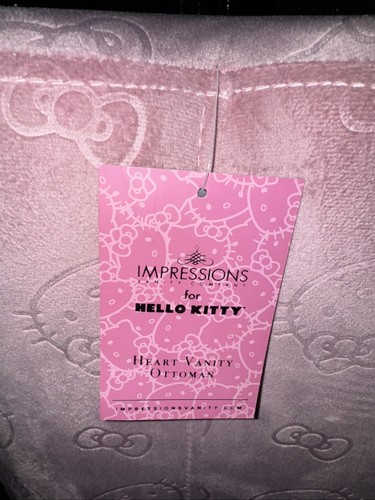 NEW Hello Kitty PINK Heart Vanity Stool Make Up Chair Ottoman Soft 18” Tall NWT - Picture 5 of 7