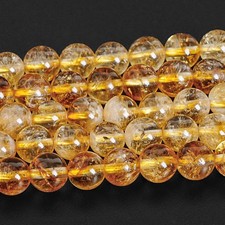 6MM Golden Citrine Beads Grade AA Genuine Natural Gemstone Round Loose Beads