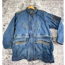 Vintage Current Seen Denim Barn Jacket Medium Equestrian Western Boho Chore Coat