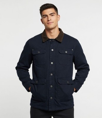 Nickel & Iron Fleece Lined Collared Flap Pockets Navy Full Zip Jacket Men's S