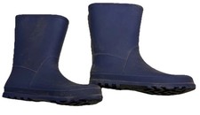 Blue Rubber Pull-On Rain Boots US Size 3 Round Toe Pull Tab Unisex