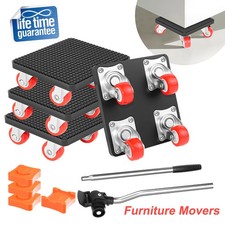 Heavy Duty Furniture Shifter Lifter Mover Set 360° Wheels Dolly Moving Tool Kit