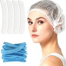50-1000PCS Disposable Hair Net Bouffant Cap Elastic Dustproof Head Cover White