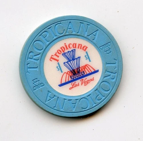 1.00 Chip from the Tropicana Casino Las Vegas Nevada Blue Fountain