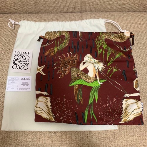 LOEWE Paula's Ibiza Drawstring Pouch Canvas Beige Inner Bag Authentic Rare