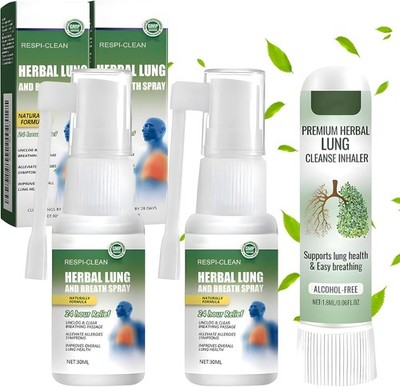 2 Pcs Herbal Lung Spray 30ml Lungenreinigungsspray, Herbal Lung Cleansing Spray