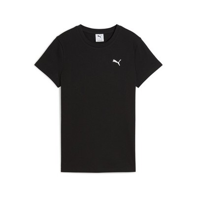 PUMA Essentials Elevated Rib Crew Neck Short Sleeve T-Shirt Womens Black Casual