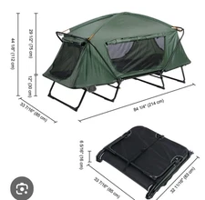 camping green tent cot for 1 person it's slightly used one time used