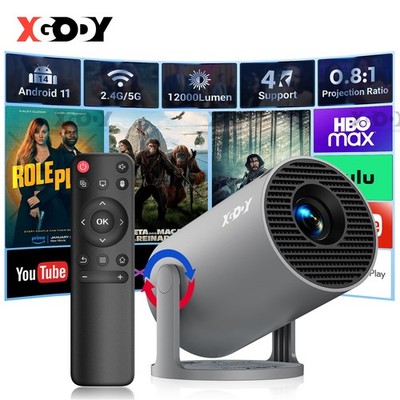 Smart Android Projector 4K HD Portable WiFi Home Cinema Theater Bluetooth Movie