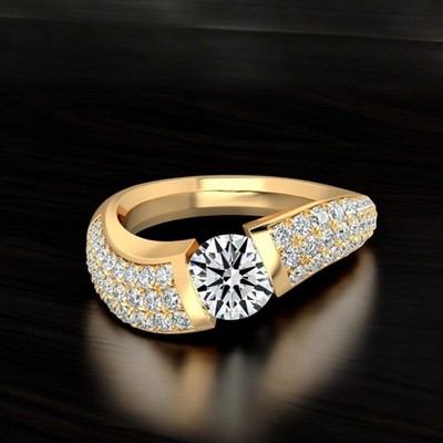 Vorschlag runder Diamantring Lab Grown 14k Gelbgold CVD E-F VVS2 IGI 2 Kt