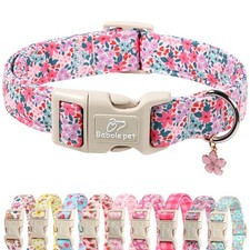 Floral Dog Collar, Cute Girl Dog Collars - Pastel Wildflowers Pattern Spring ...