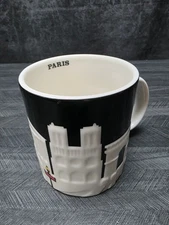 Starbucks Paris 3D Relief Series Skyline 16oz Ceramic Coffee Mug Cup Black/White