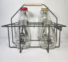 Vintage 1964 United Dairy Farmers Metal Milk Bottle Carrier 4 Milk Bottles USA