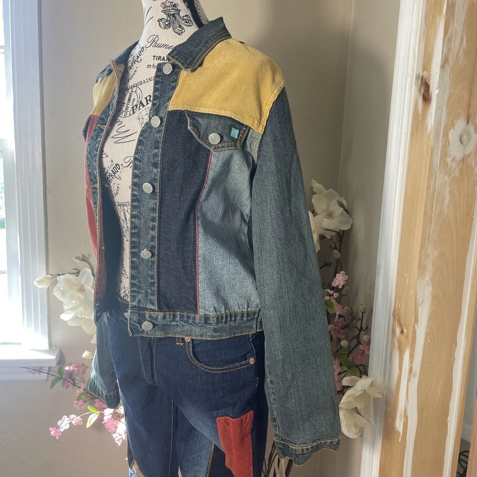 Conjunto de pantalones vaqueros chaqueta vaquera Azzure traje recto Y2K vintage hip hop pana Foto 4 de 4