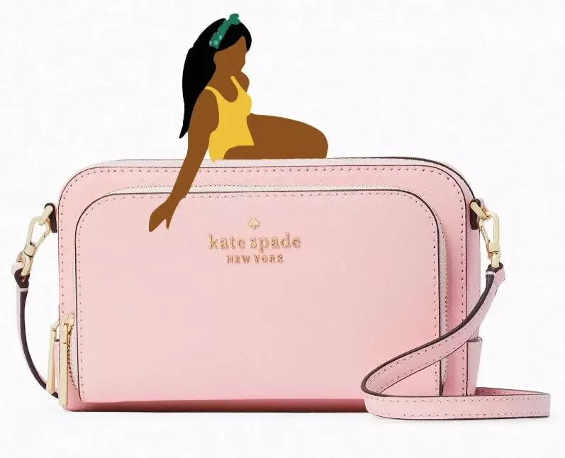 NWB Kate Spade Staci Dual Zip Around Crossbody Pink Leather WLR00410 Gift Bag FS