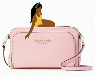 DOUBLE CROSS出品 NWB Kate Spade Staci Dual Zip Around Crossbody Pink Leather