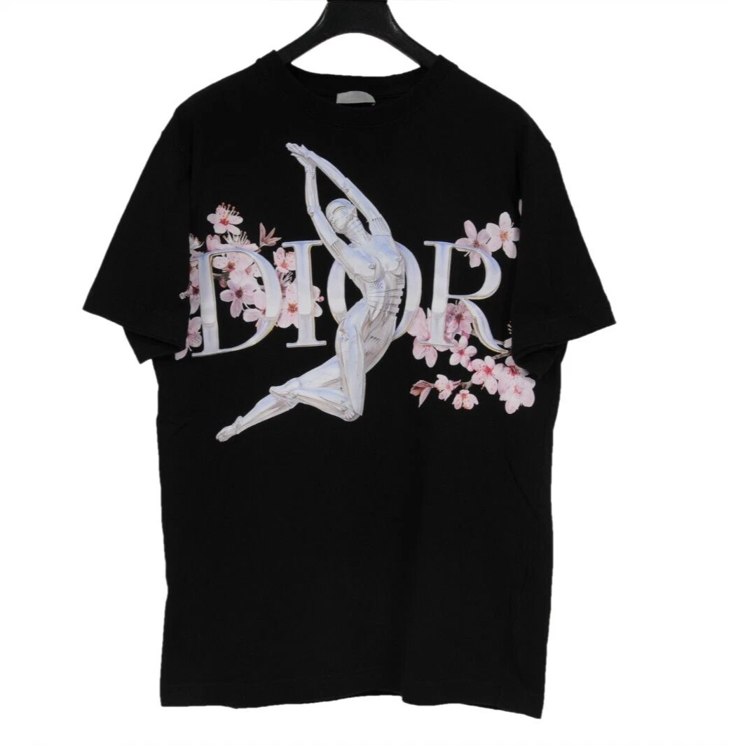 Dior Men Sorayama Robot Girl Floral Logo T Shirt Size Medium Black