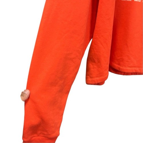 PINK | Victoria Secret Orange V-Neck Crop Hoodie Size XXL Drawstring Hem - Picture 8 of 11