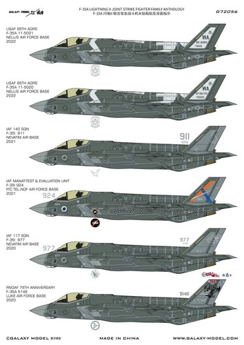 Calcomanías y máscara de antología familiar Lightning II 1/72 F-35A para modelo Tamiya 60792 - Imagen 4 de 11