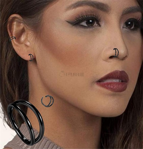 1pc 8MM Unisex Hoop Nose Septum Ring Lip Ear Piercing Surgical Stainless Steel - Picture 3 of 72