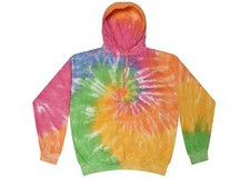 Tie Dye Pastel Rainbow Hoodie Adult  Kids Long Sleeve with Pockets Colortone