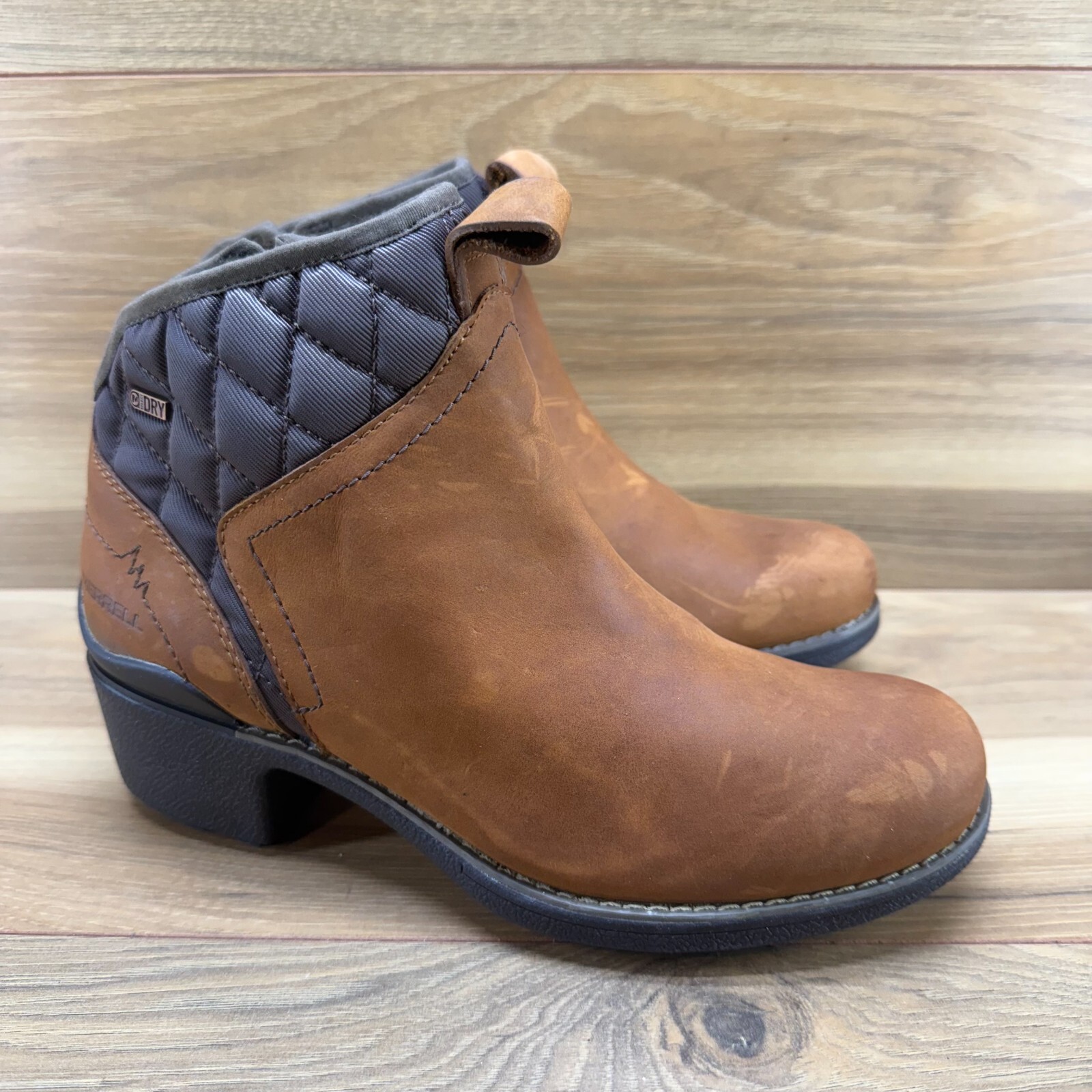 Stivaletto Merrell Cheatu Mid Oak 7 5 impermeabile pelle nabuk pull on