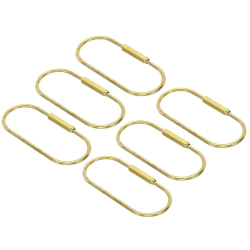 Brass Key Ring, 6pcs Gold Screw Lock Clip Keychain Holder for Office