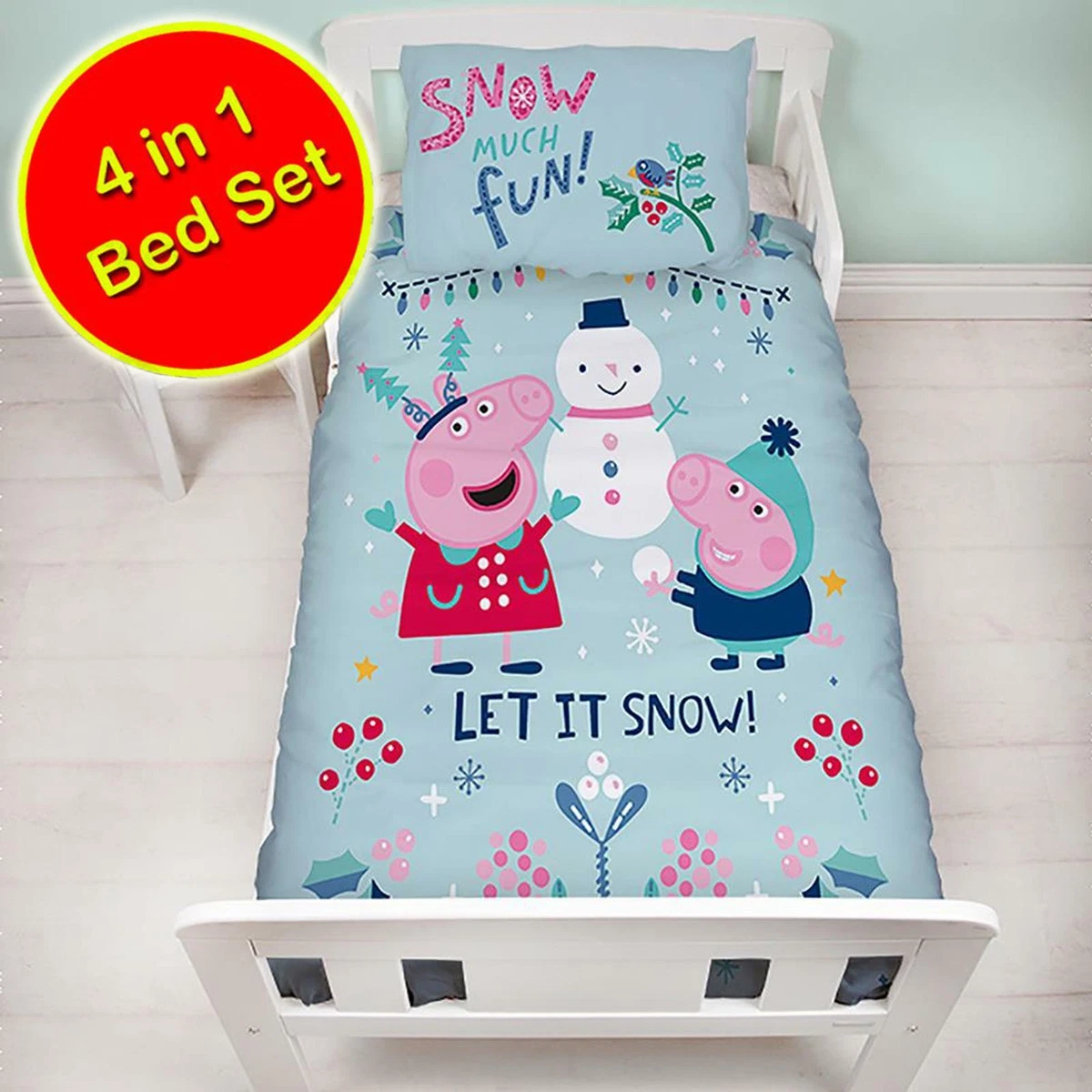 Peppa pig cot top bed duvet cover set