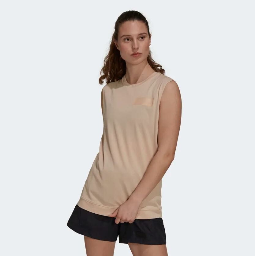 ADIDAS Women's Beige Parley Sleeveless Tee RRP £40