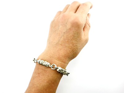 Taxco Mexican 925 Sterling Silver Cylinder Chain Bracelet. 7.1