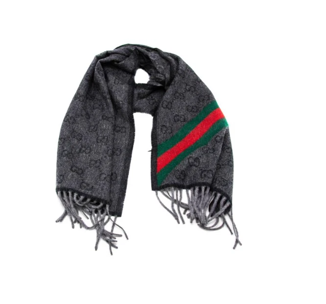 halvkugle ordbog tommelfinger Gucci Unisex Black And Gray Wool Scarf Wrap | eBay