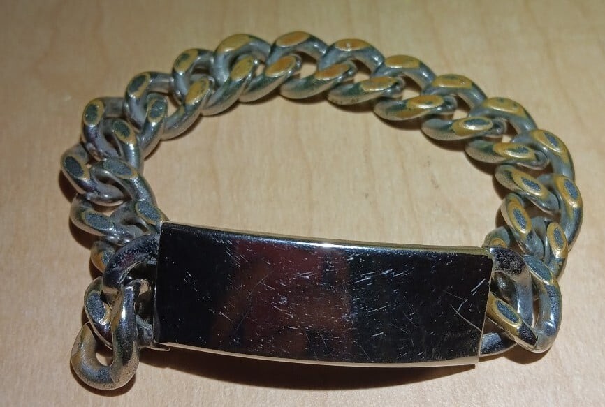 Vintage Champion Rhodium Plated Chain Link Mens ID Bracelet Pat 3365701