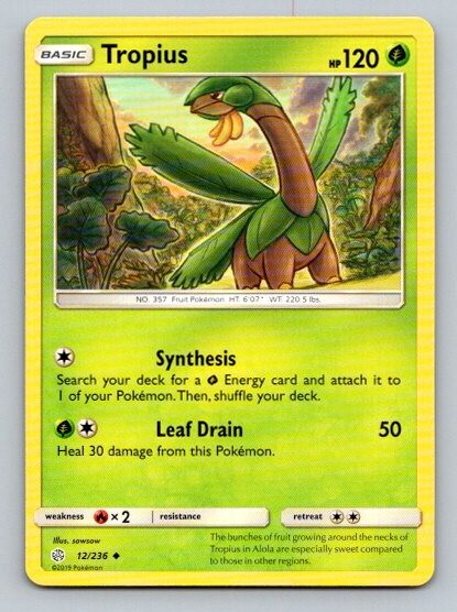 2019 Pokemon Card Cosmic Eclipse Tropius 12/236
