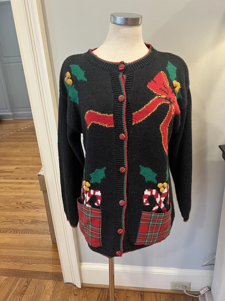 Suéter de Natal The Villager pequeno botão frontal-pilling e desgaste de lavagem - Imagem 2 de 4