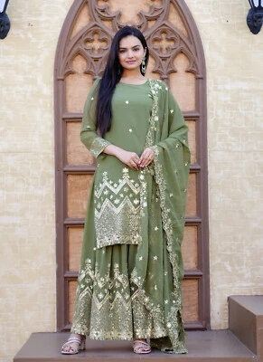 Pakistaner Designer Full Stich Salwar Kameez Schwere Stickerei Arbeit Party Suit - Bild 1 von 4