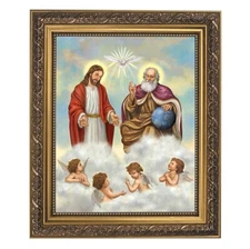 Holy Trinity Framed Print, Under Glass With Gold Finish Frame, 12.5" High