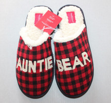 Auntie Bear Slippers Women's Sz L 9/10 Wondershop Black and Red Plaid