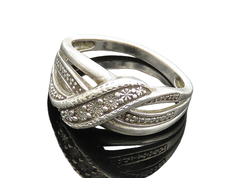 925 Sterling Silver Vintage Genuine Diamonds Highway Band 925 Sterling Silver Vintage Genuine Diamonds Highway Band