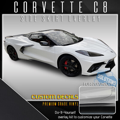 For 2020 2021 Corvette C8 Side Skirts Graphic Overlay Decal - Flat Matte Vinyl