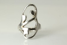 925 Sterling Silver Elongated Free Form Style Size 8 Ring 5.7 Grams RIN7305