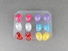 Set 6 pair flower design huggie hoops stud post posts earrings studs lightweight