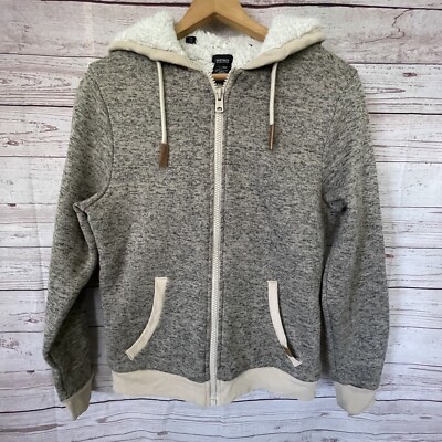 Buffalo David Bitton Full Zip Hooded Sherpa Fleece Lined Jacket Men size S  Gray