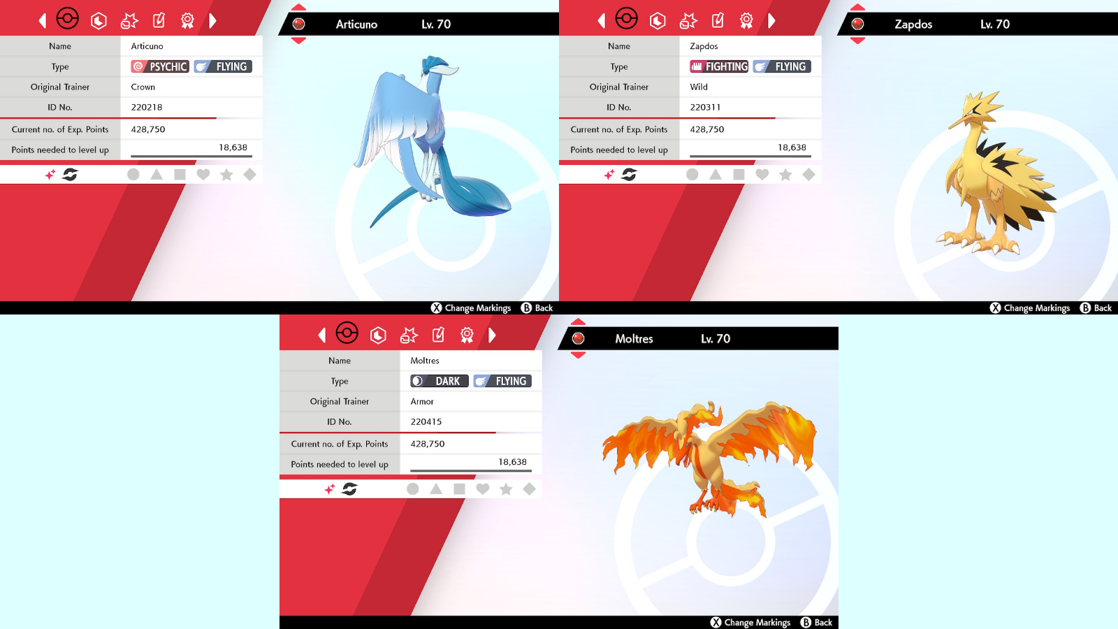 Shiny Galarian Articuno, Galarian Zapdos, and Galarian Moltres revealed for  Pokémon Sword and Shield - Dot Esports