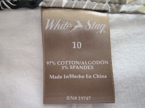White Stag Mini Skirt Skort White with Black Flowers Cotton 10 - Picture 3 of 6
