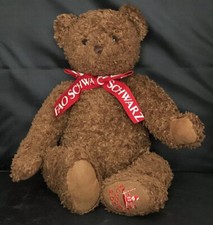20" FAO SCHWARZ 2003 Brown Teddy Bear Movable Limbs And Neck Red Bow Tie