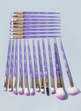 New Twenty Pieces Plastic Purple Duo Fiber Clear Makeup Brush Set